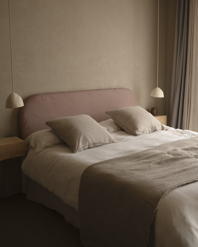 Tête de lit déhoussable en bouclé rose en différentes tailles