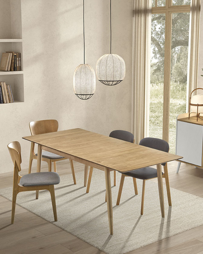 Table de salle à manger à rallonge en bois naturel 150-190cm