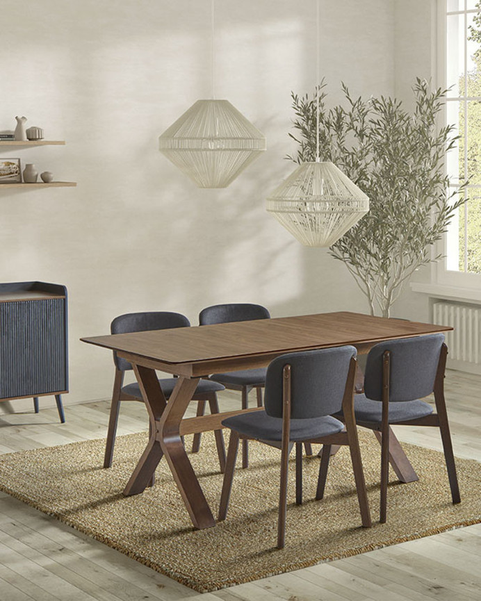 Table de salle à manger à rallonge en bois naturel en différentes tailles