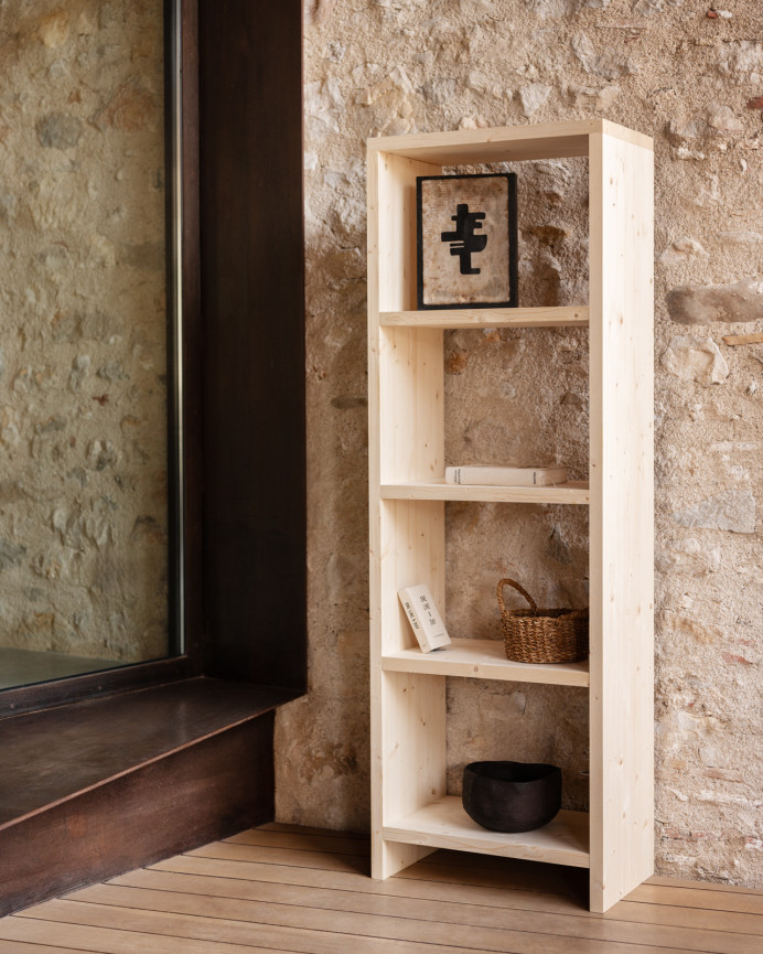 Étagère en bois massif ton naturel de 180x60cm