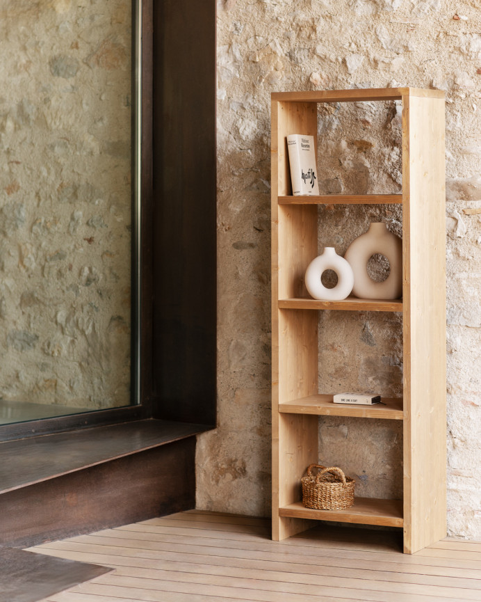 Étagère en bois massif ton chêne moyen de 180x60cm