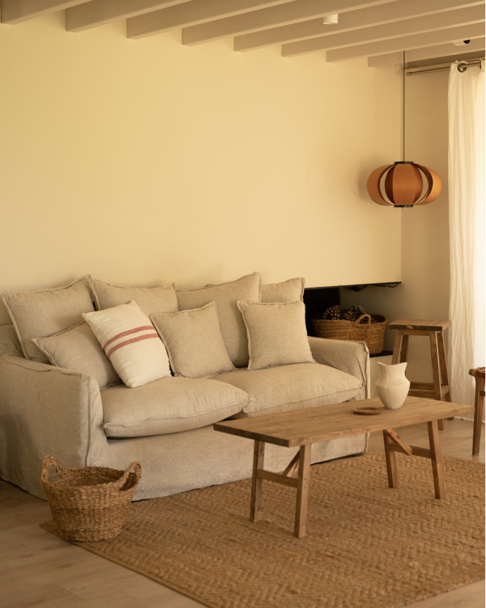 Housse de canapé en coton et lin couleur beige en différentes tailles