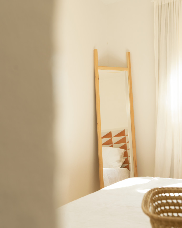 Miroir effet bois massif ton naturel 45x180cm