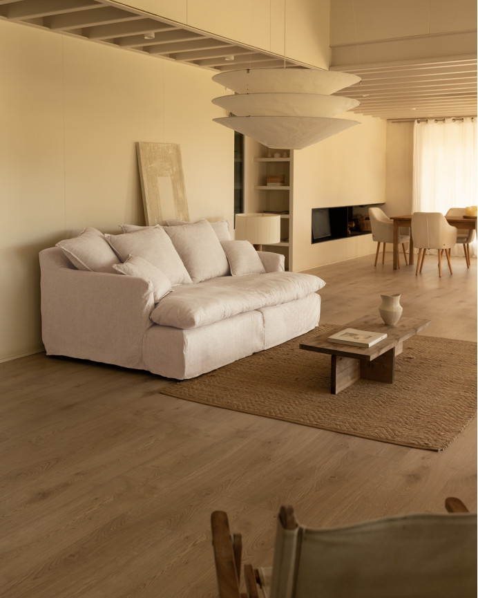 Housse pour canapé fond moyen en coton et lin couleur blanche en différentes tailles