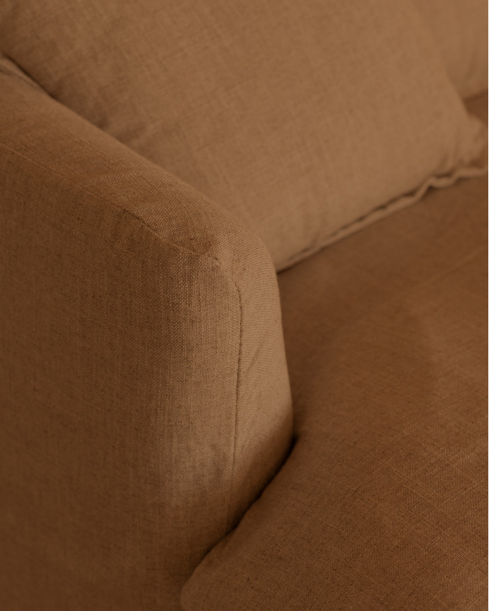 Housse pour canapé fond moyen en coton et lin couleur brique en différentes tailles