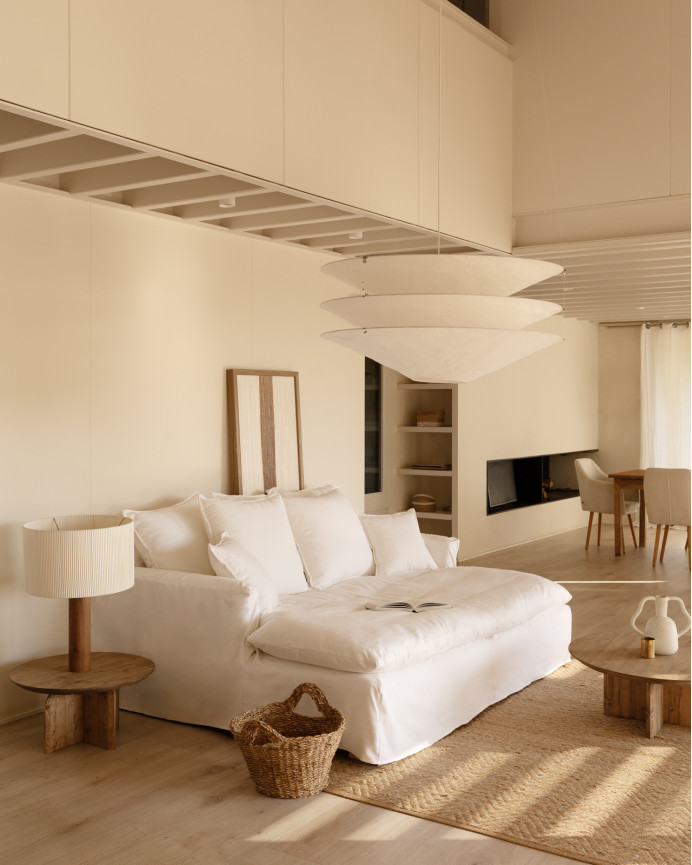 Housse pour canapé fond long en coton et lin couleur blanche en différentes tailles