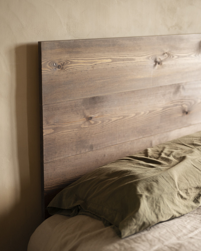 Tête de lit en bois massif ton noyer en différentes tailles