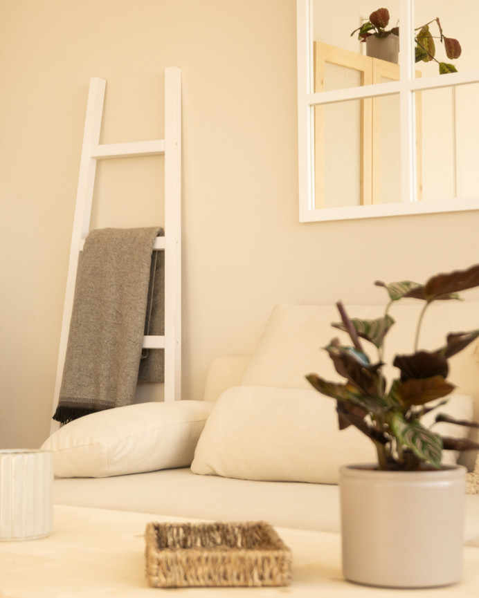 Échelle en bois massif blanc 150x50cm