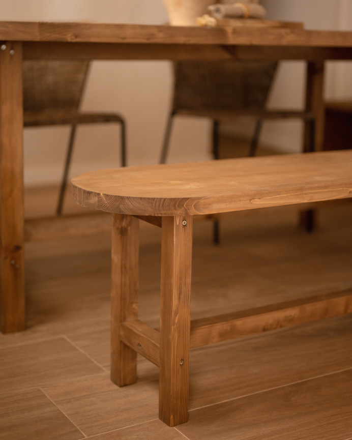 Banc en bois massif ton chêne foncé en différentes tailles