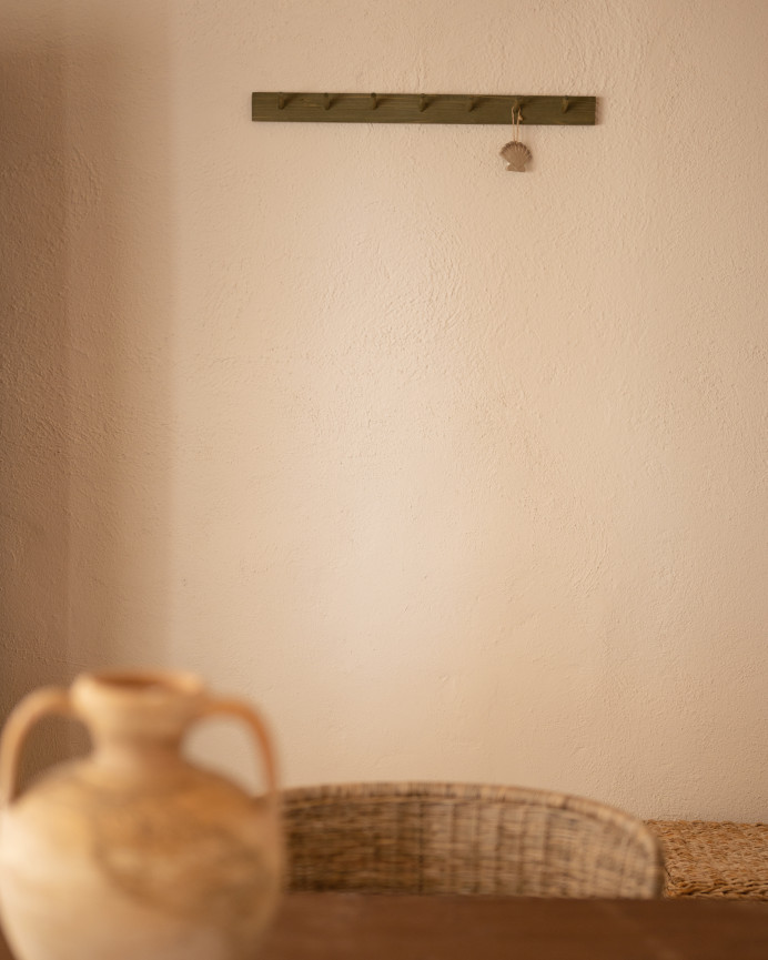 Cintre mural en bois massif ton vert 61x5cm