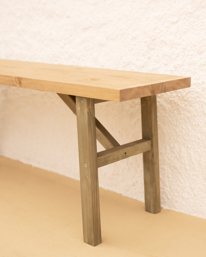 Banc en bois massif ton vert en différentes tailles