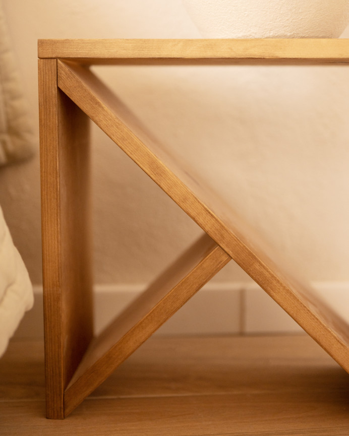 Pack 2 tables en bois massif ton chêne foncé en différentes tailles