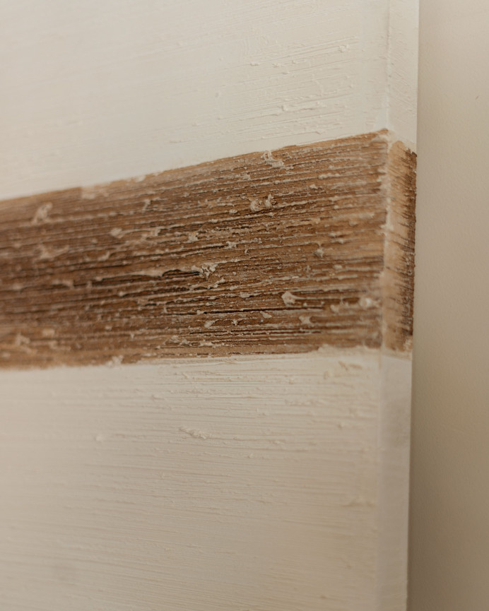 Tableau blanc et marron décoratif sur coton avec cadre en bois peint à la main à la peinture à l'huile en différentes tailles