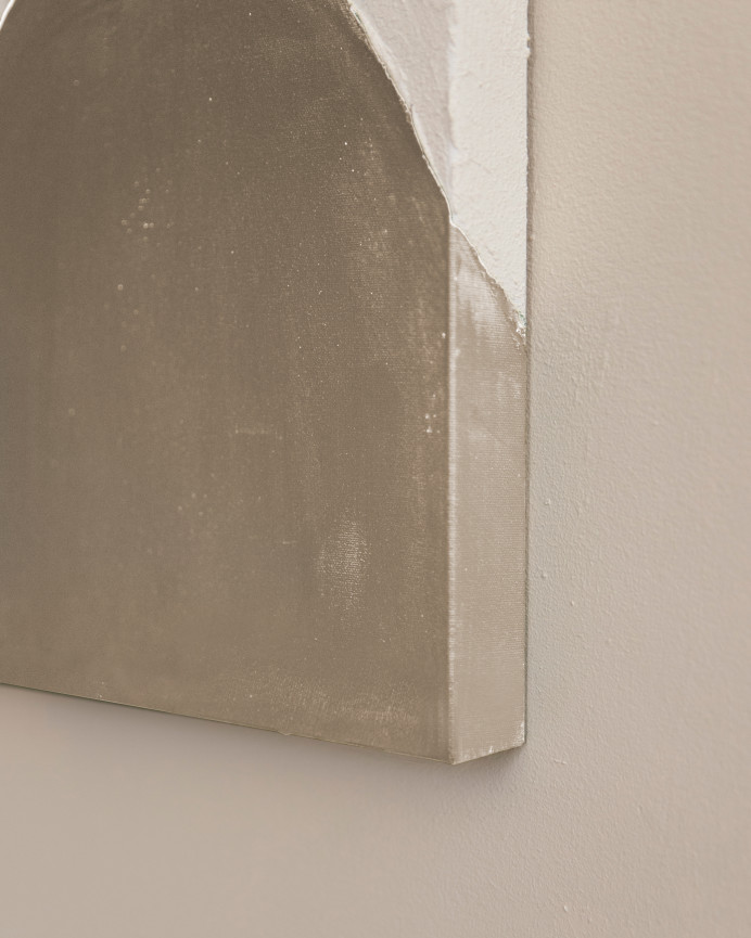 Tableau beige et blanc décoratif sur coton avec cadre en bois peint à la main à la peinture à l'huile en différentes tailles