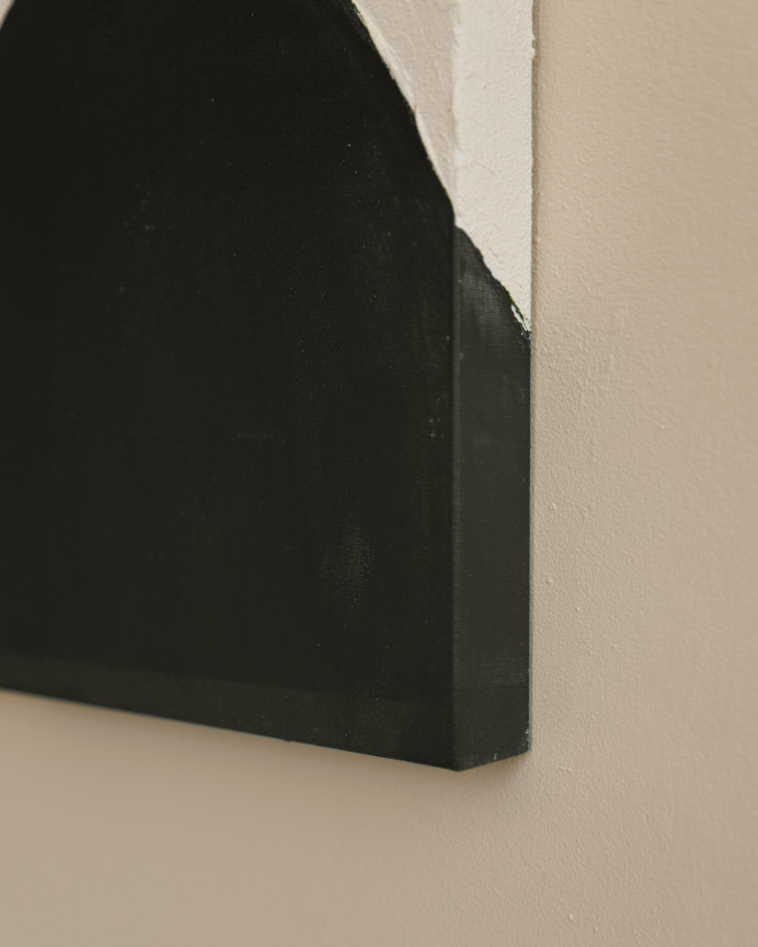 Tableau noir et blanc décoratif sur coton avec cadre en bois peint à la main à la peinture à l'huile en différentes tailles