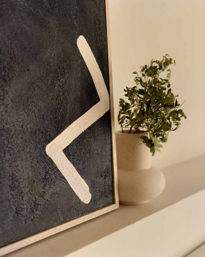 Tableau noir et blanc décoratif sur coton avec cadre en bois peint à la main à la peinture à l'huile en différentes tailles