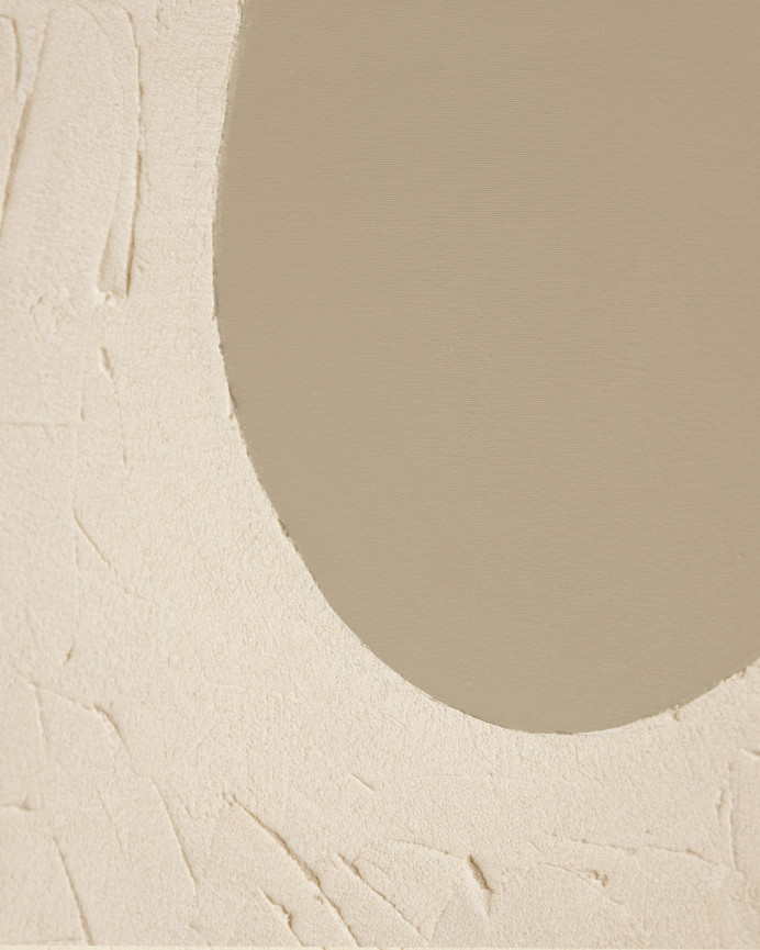 Tableau blanc e beige décoratif sur coton avec cadre en bois peint à la main à la peinture à l'huile en différentes tailles