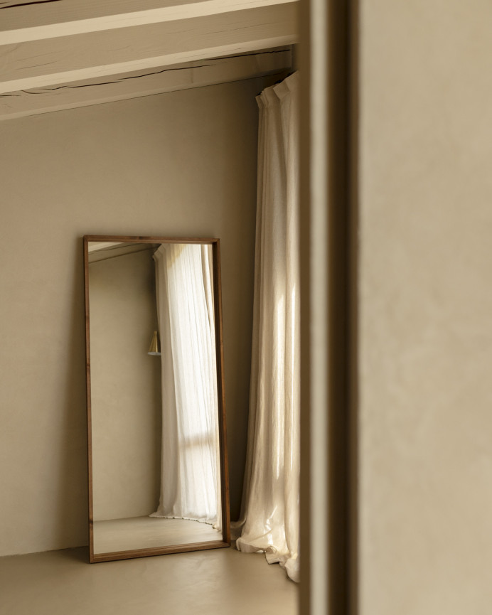 Miroir effet bois massif ton chêne foncé en différentes tailles