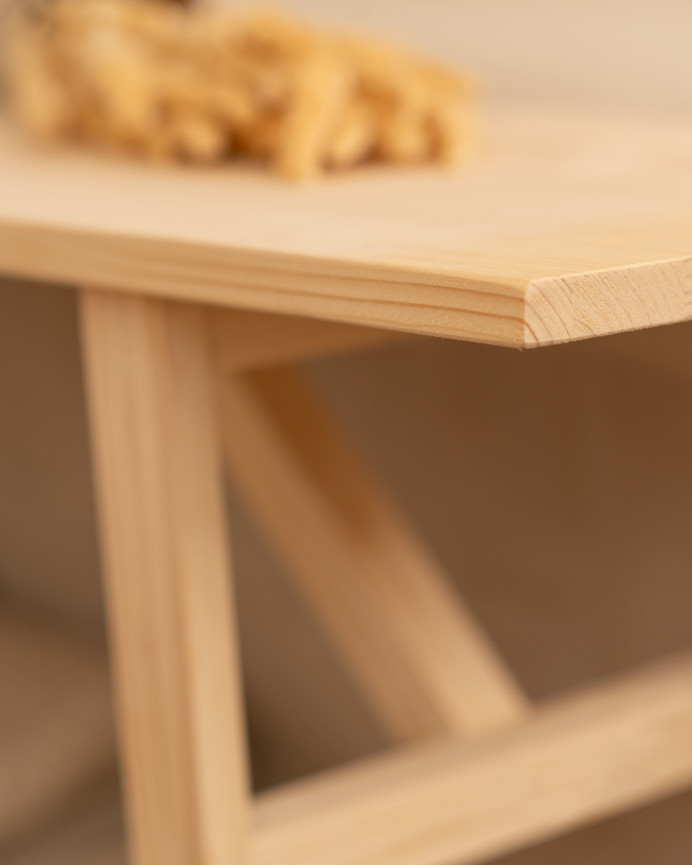 Banc en bois massif ton naturel 120x45cm