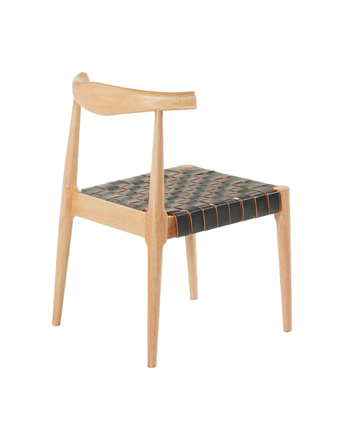 Chaise en bois massif avec assise tressée noire et pieds en couleur naturelle 81cm
