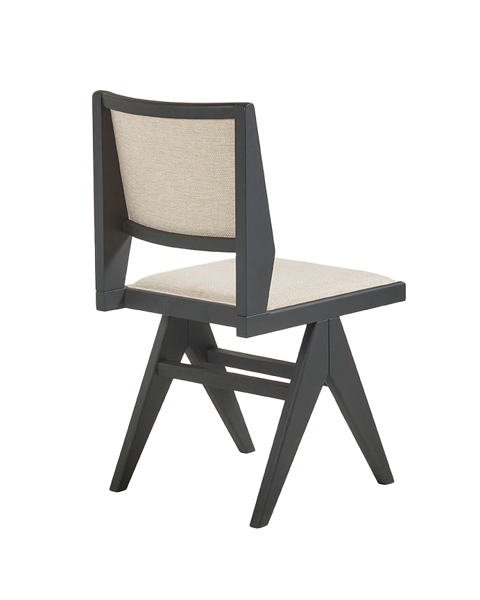 Chaise en bois massif avec assise tapissée noire de 88cm