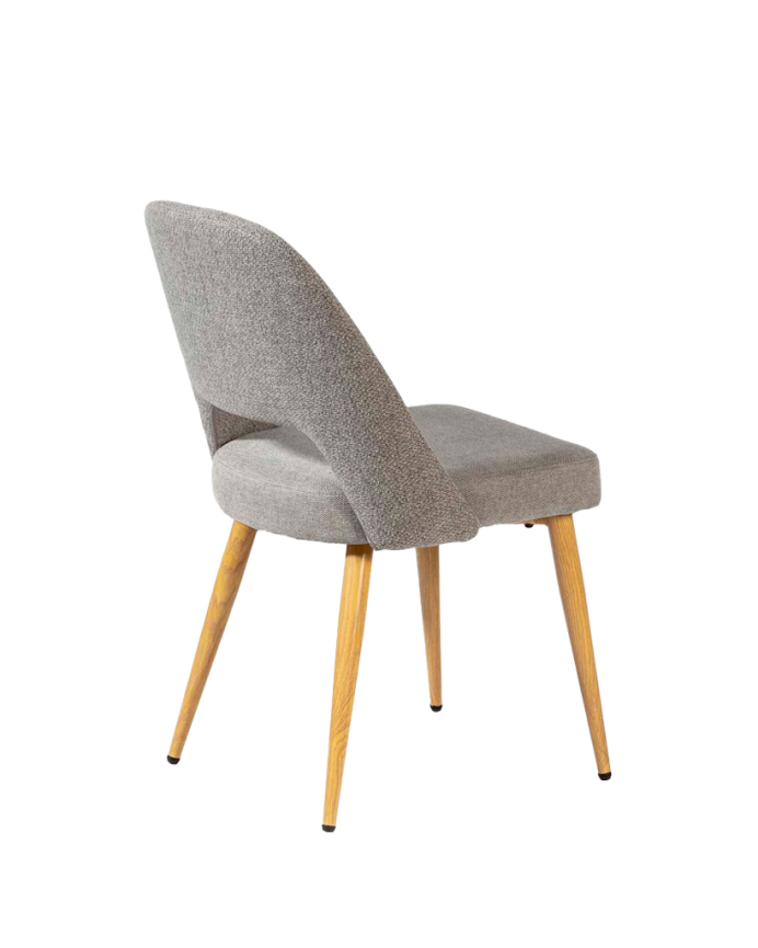 Chaise en tissu gris avec pieds en métal couleur chêne de 84cm