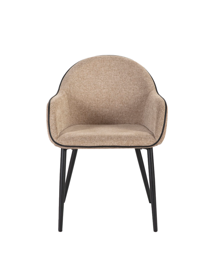 Chaise en tissu couleur marron avec pieds en métal noir de 83cm