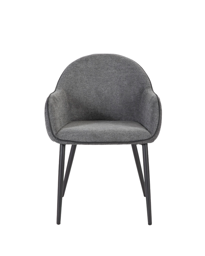 Chaise en tissu gris foncé avec pieds en métal noir de 83cm