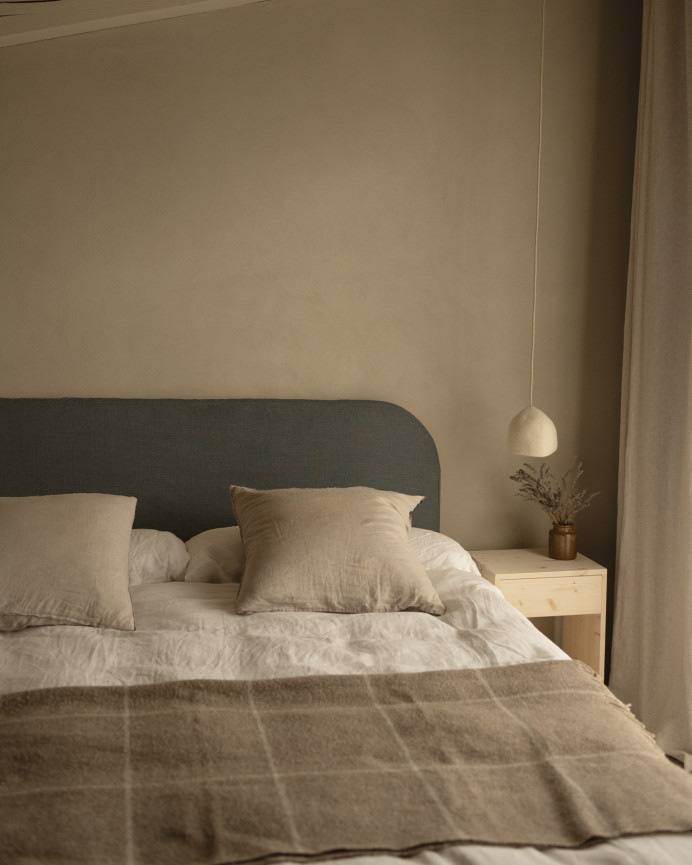 Tête de lit déhoussable en lin bleu en différentes tailles
