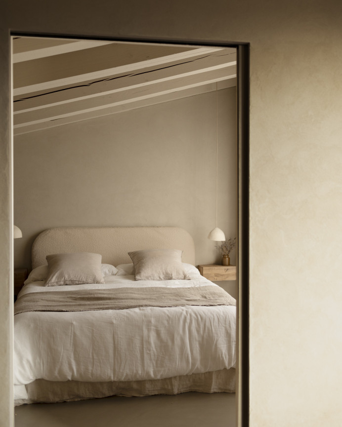 Tête de lit déhoussable en bouclé beige en différentes tailles