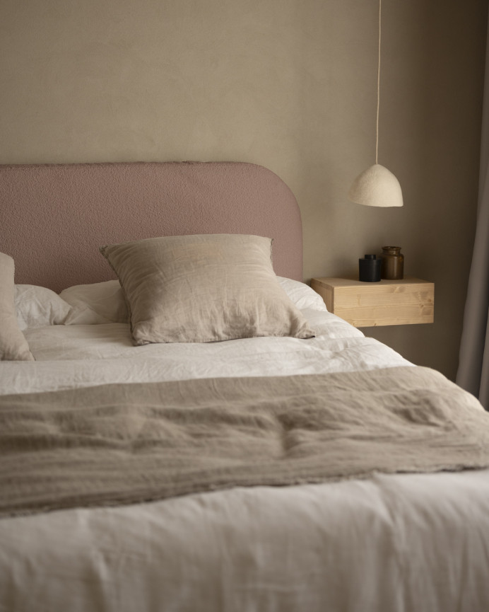 Tête de lit déhoussable en bouclé rose en différentes tailles