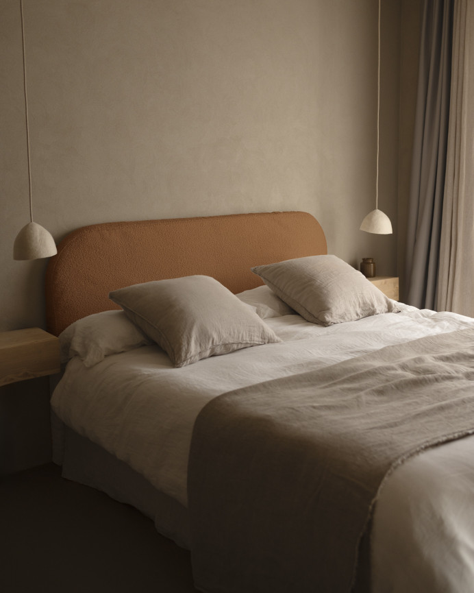 Tête de lit déhoussable en bouclé cuivre en différentes tailles