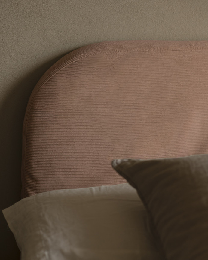 Tête de lit déhoussable en velours côtelé corail en différentes tailles