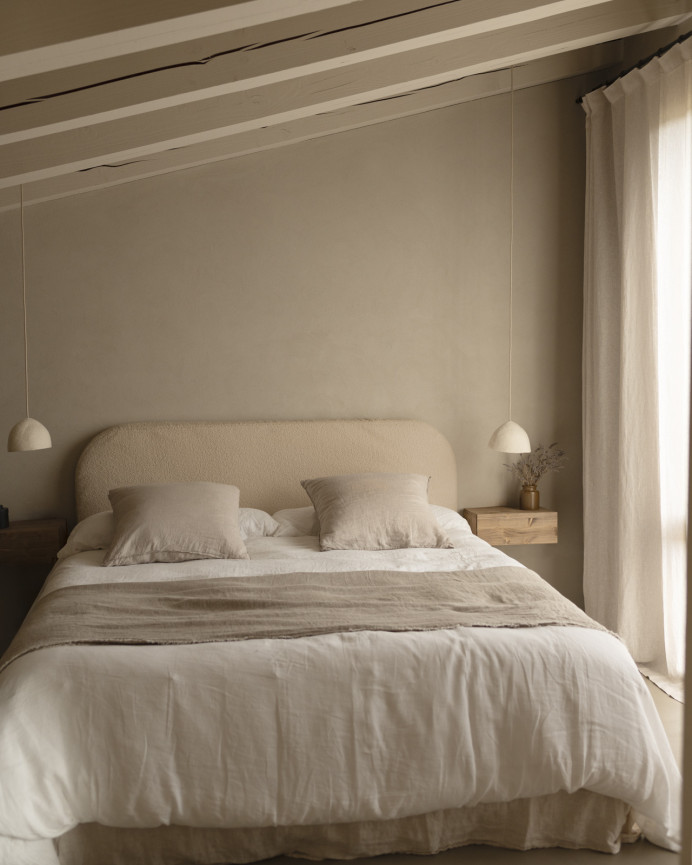 Housse pour tête de lit en bouclé beige en différentes tailles
