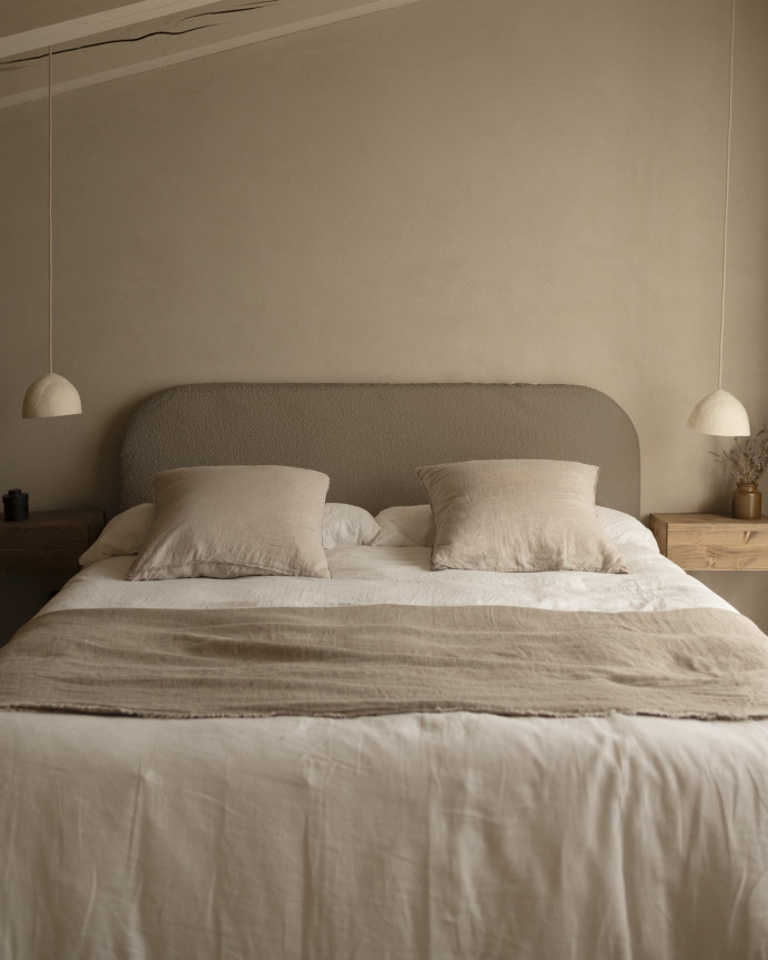 Housse pour tête de lit en bouclé marron en différentes tailles