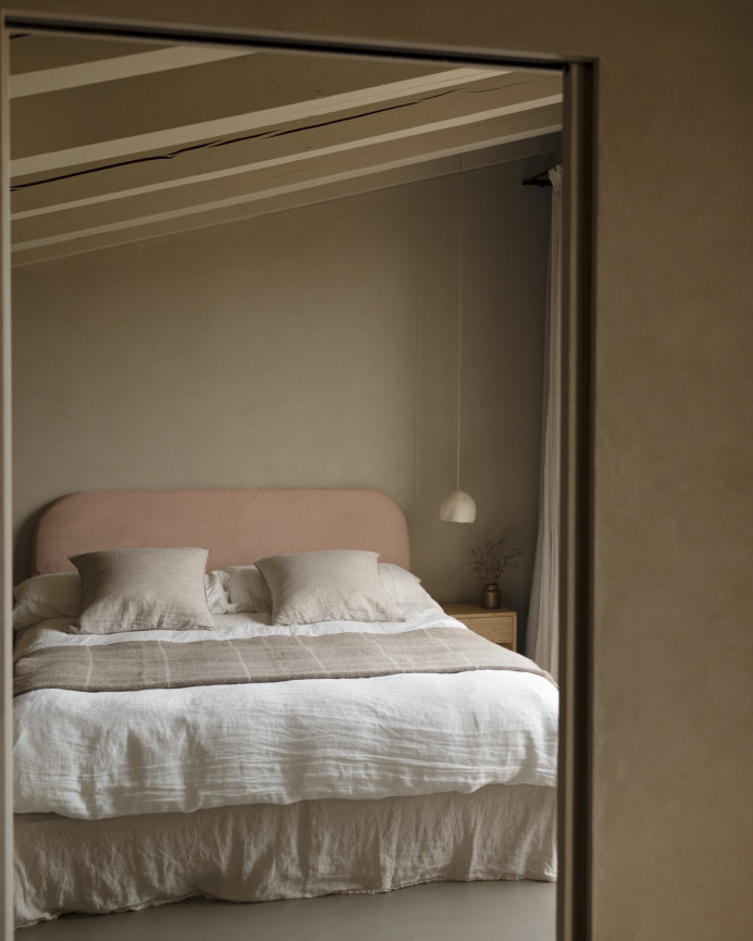 Housse pour tête de lit en velours côtelé corail en différentes tailles