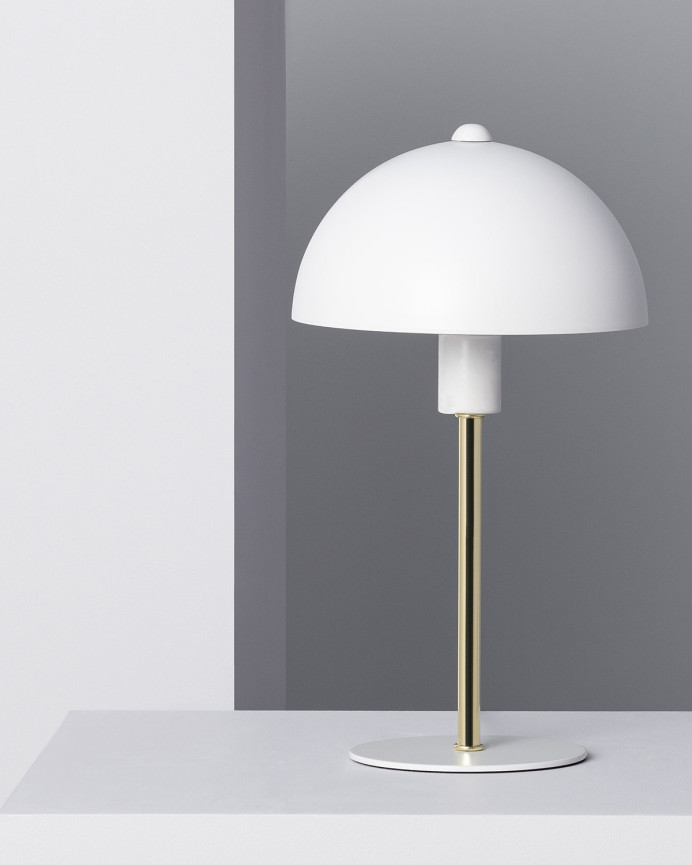 Lampe de table en aluminium blanc et doré