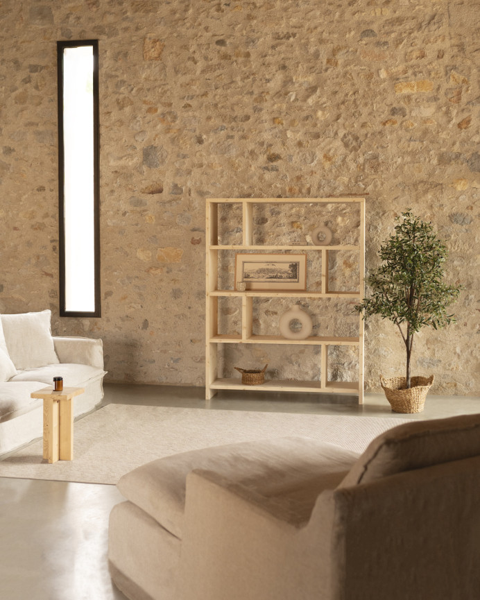 Étagère en bois massif ton naturel de 180x140cm
