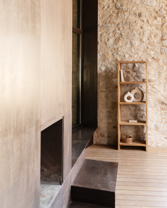 Étagère en bois massif ton chêne moyen de 180x60cm