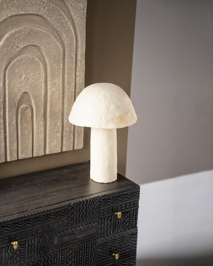 Lampe de table en papier mâché blanc de 45x30cm