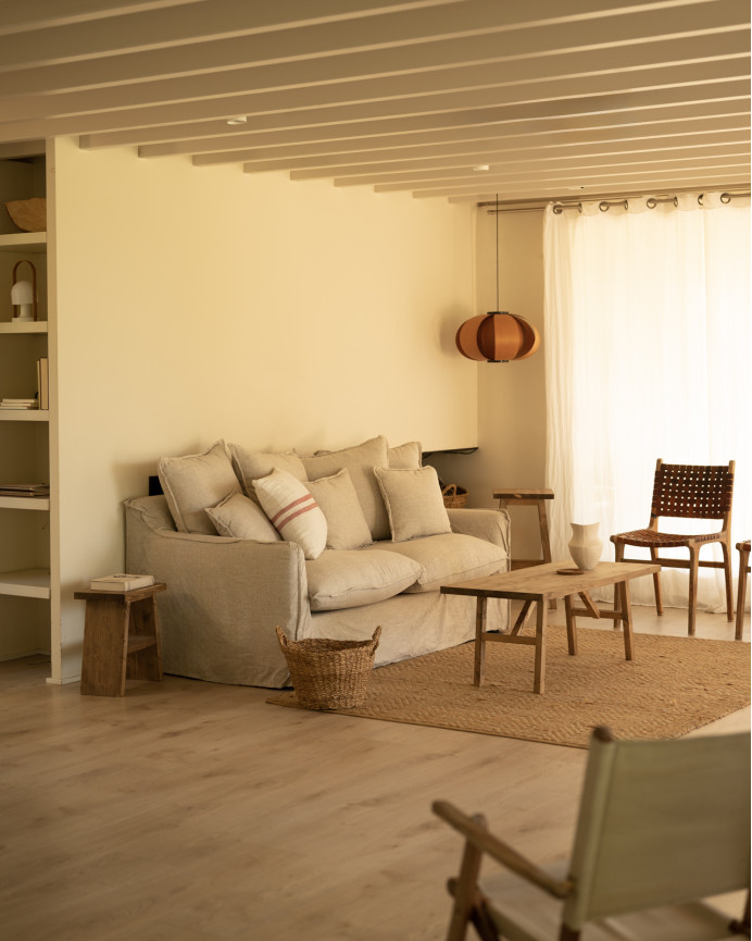 Housse de canapé en coton et lin couleur beige en différentes tailles