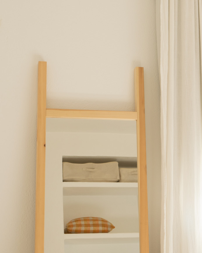 Miroir effet bois massif ton naturel 45x180cm