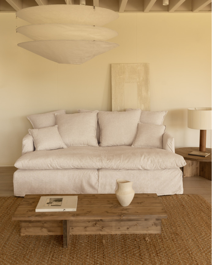 Housse pour canapé fond moyen en coton et lin couleur blanche en différentes tailles