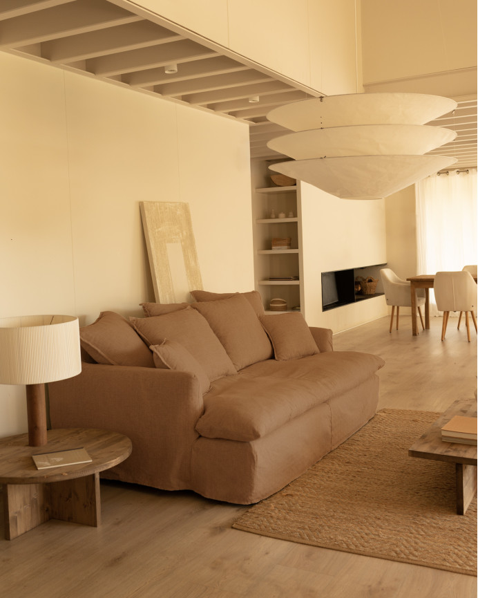 Housse pour canapé fond moyen en coton et lin couleur brique en différentes tailles