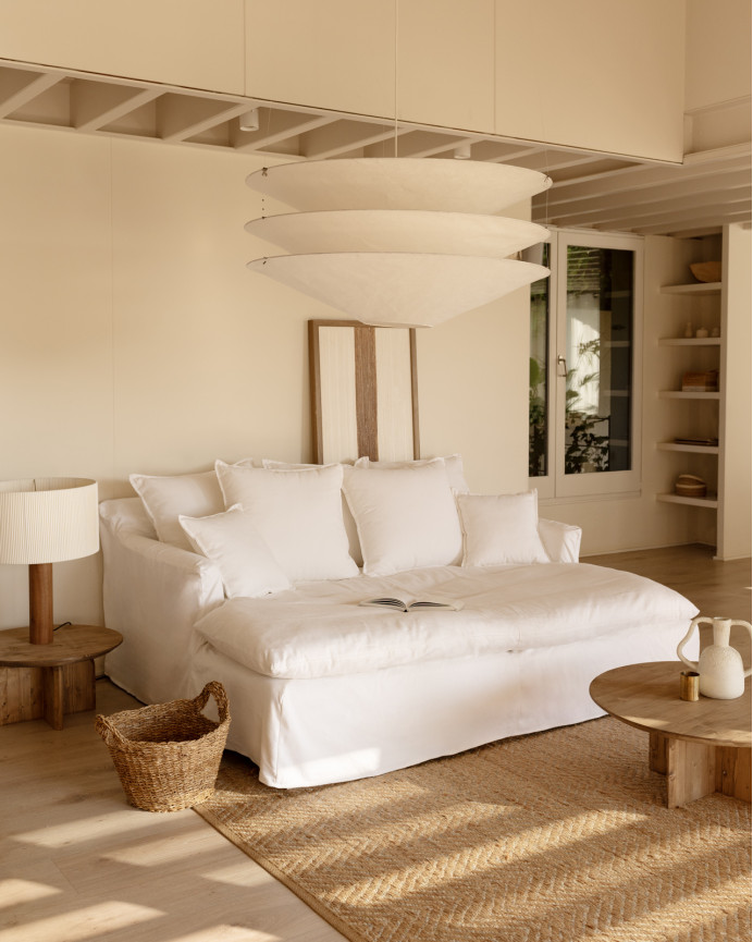 Housse pour canapé fond long en coton et lin couleur blanche en différentes tailles