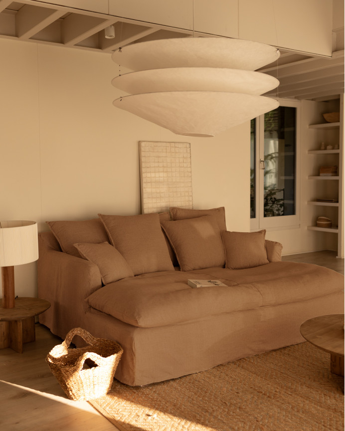 Housse pour canapé fond long en coton et lin couleur brique en différentes tailles