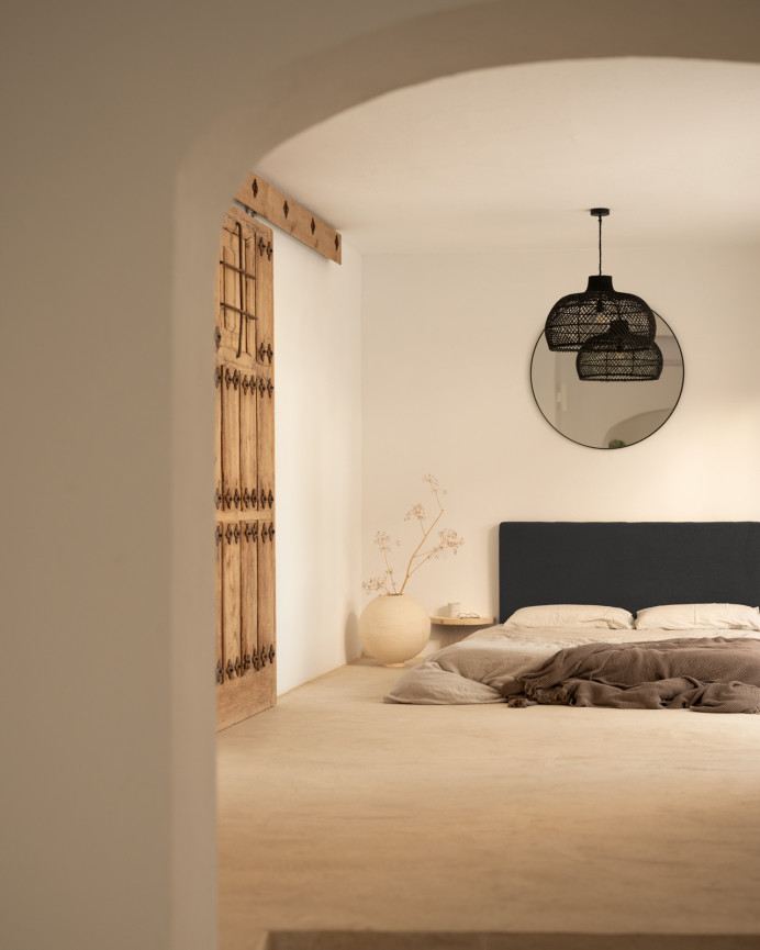 Tête de lit rembourrée en coton gris anthracite en différentes tailles