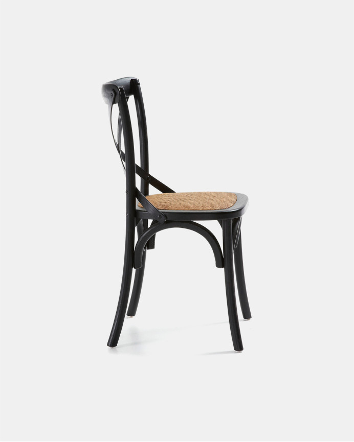 Chaises en bois d'orme avec croix noir sur le dossier 88x52cm