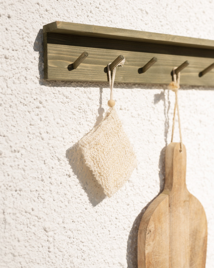 Cintre mural en bois massif ton vert 61x10cm