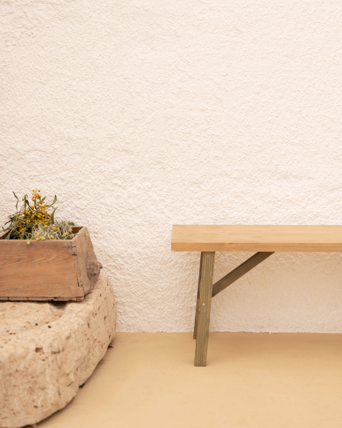Banc en bois massif ton vert en différentes tailles